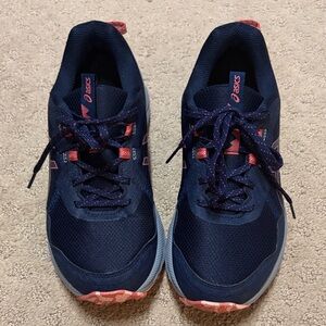 Asics Dark Blue and Coral Athletic Shoes